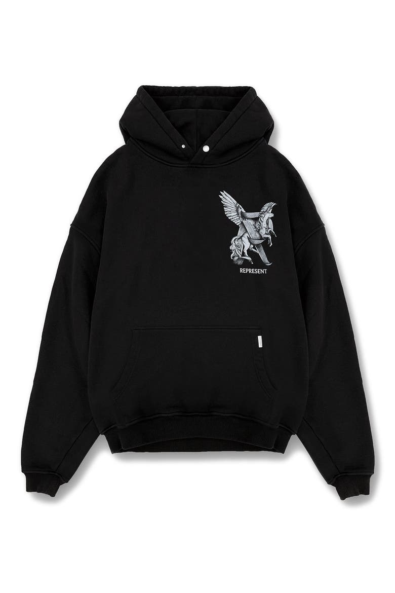 Elegance in Motion Cotton Graphic Hoodie, Alternate, color, JET BLACK