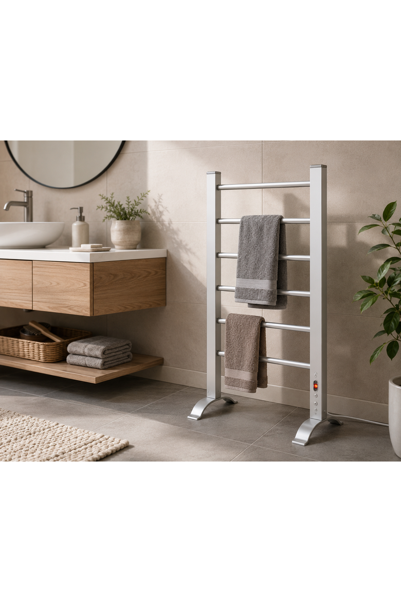 6-Bar Electric Towel Warmer, Alternate, color, Silver