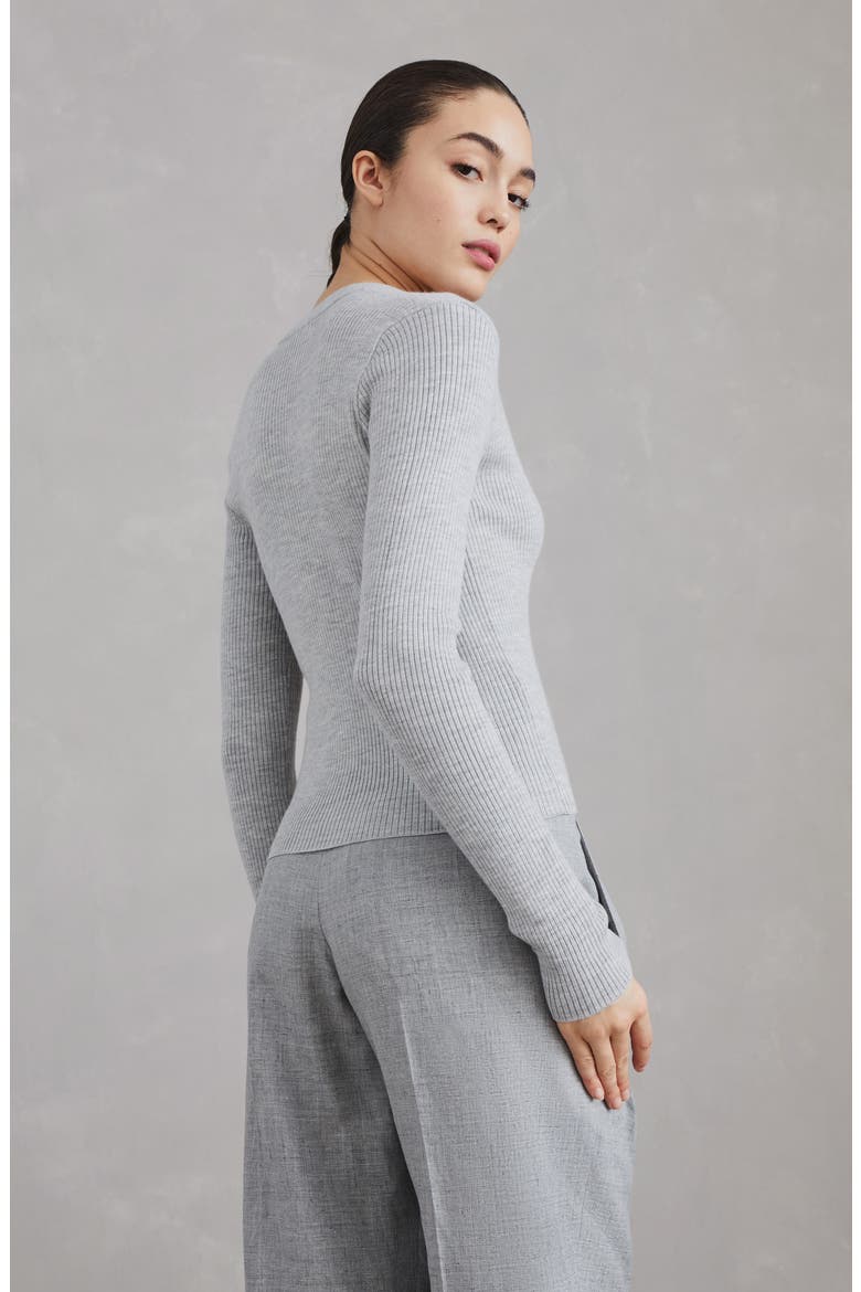 Rib knit cardigan, Alternate, color, Grey