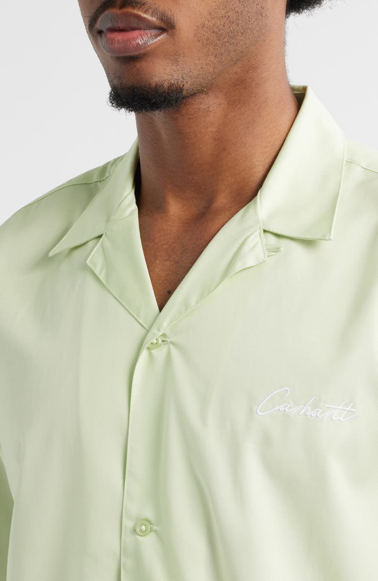 Carhartt Work In Progress Delray Cotton & Lyocell Camp Shirt, Alternate, color, Air Green / White