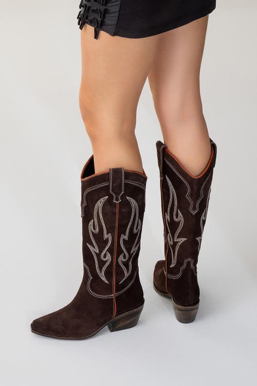 Forever & Always Shoes Pietro Leather Western Knee High Boot In Brown