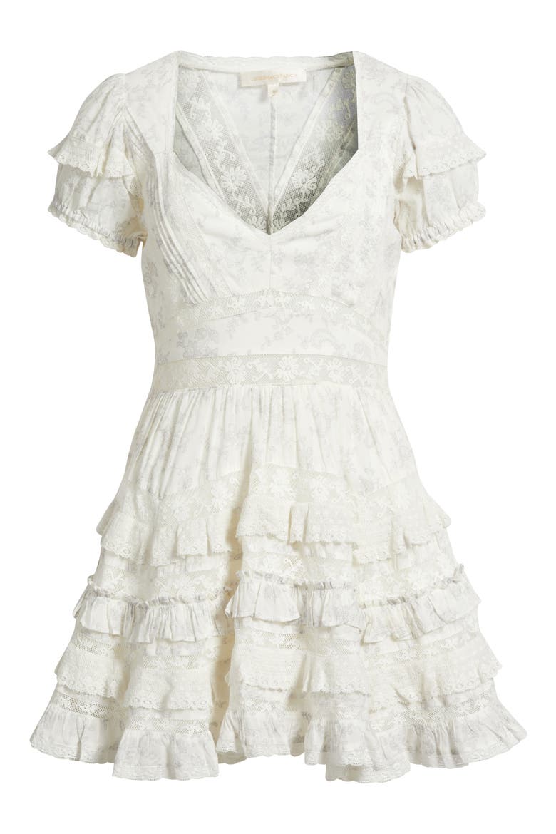 Nivara Lace Inset Tiered Cotton Mini Sundress, Alternate, color, CHANTILLY