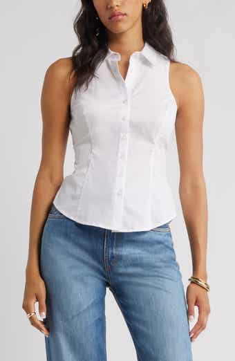 Open Edit Sleeveless Button-Up Shirt