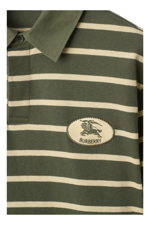 Burberry Striped Cotton Polo Shirt In Green
