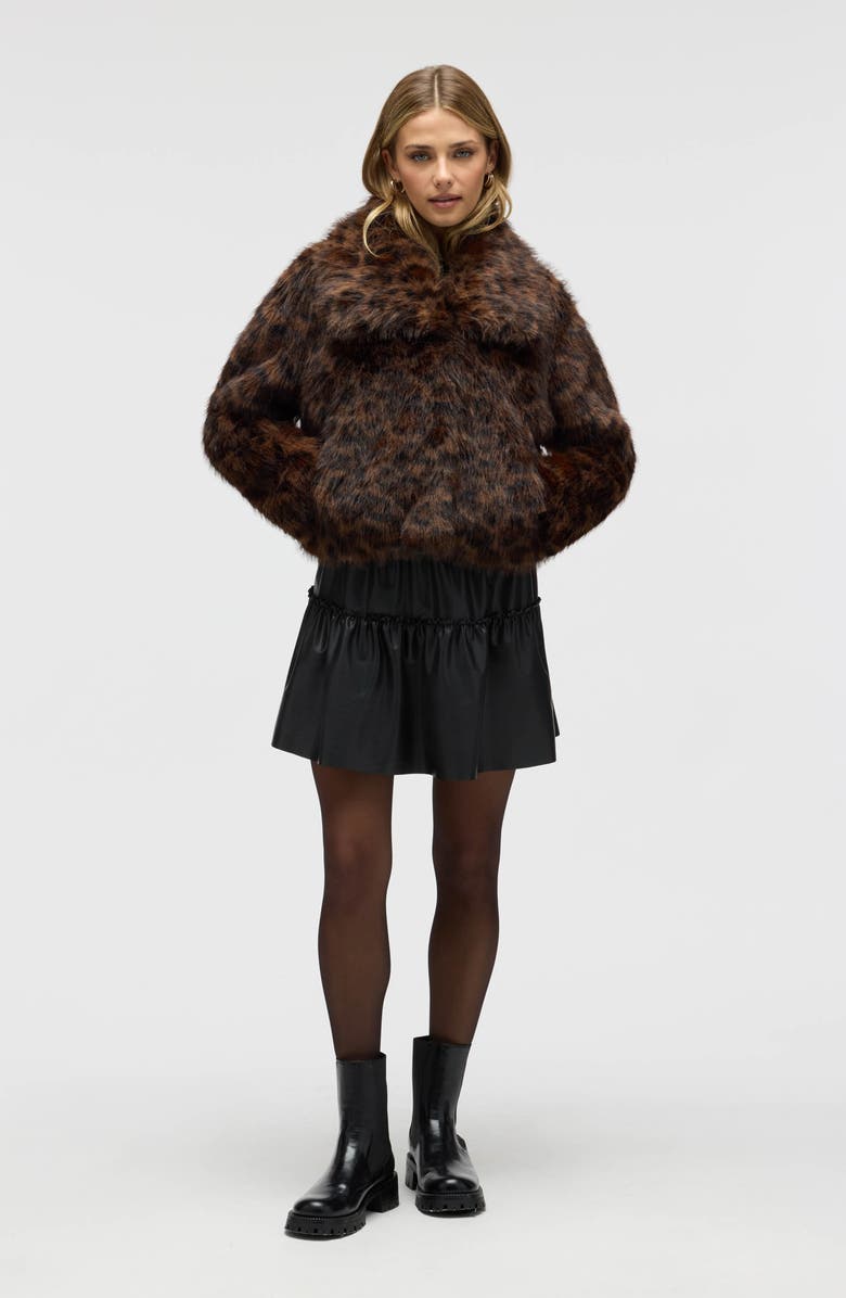 NVLT Long Faux Fur Cropped Jacket, Alternate, color, Leopard