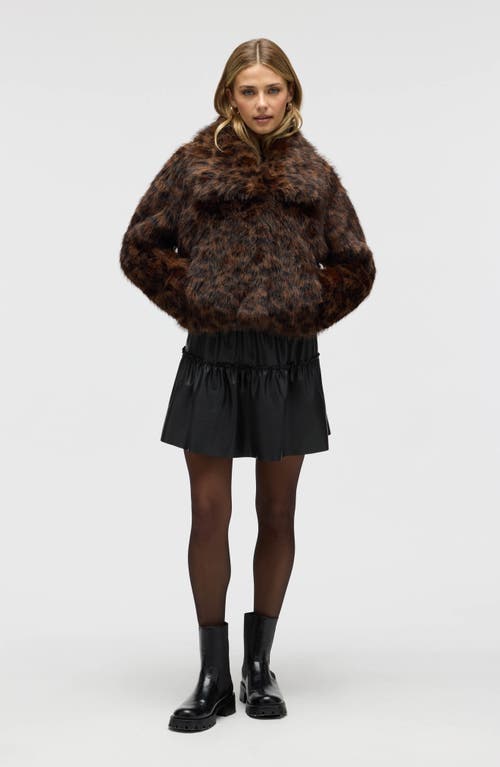 Nvlt Fox Faux Fur Crop Jacket In Brown