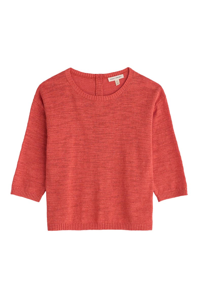 Knavock Button Back Organic Cotton & Linen Sweater, Alternate, color, CRAB CLAW