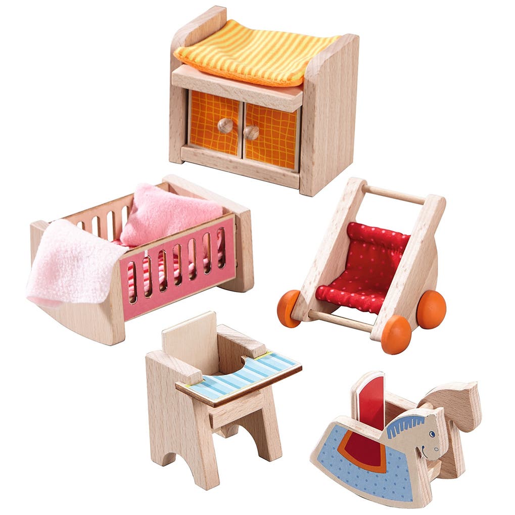 HABA Little Friends Children's Nursery Room - Dollhouse Furniture for 4" Dollhouse Dolls in Multi 