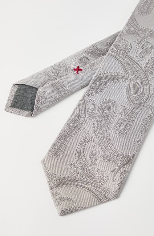Brunello Cucinelli Silk Tie In Pearl