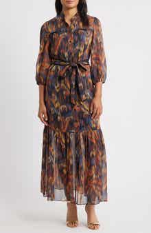 Julia Jordan Metalllic Abstract Print Maxi Dress