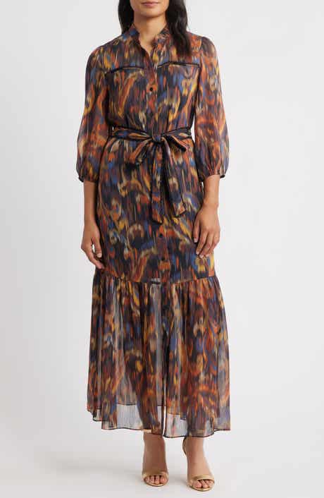 Julia Jordan Metalllic Abstract Print Maxi Dress