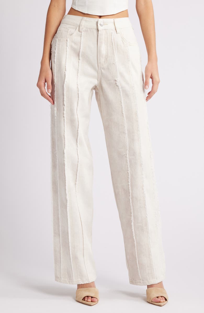 Mistress Rocks Dusty Frayed Wide Leg Jeans, Main, color, Cream