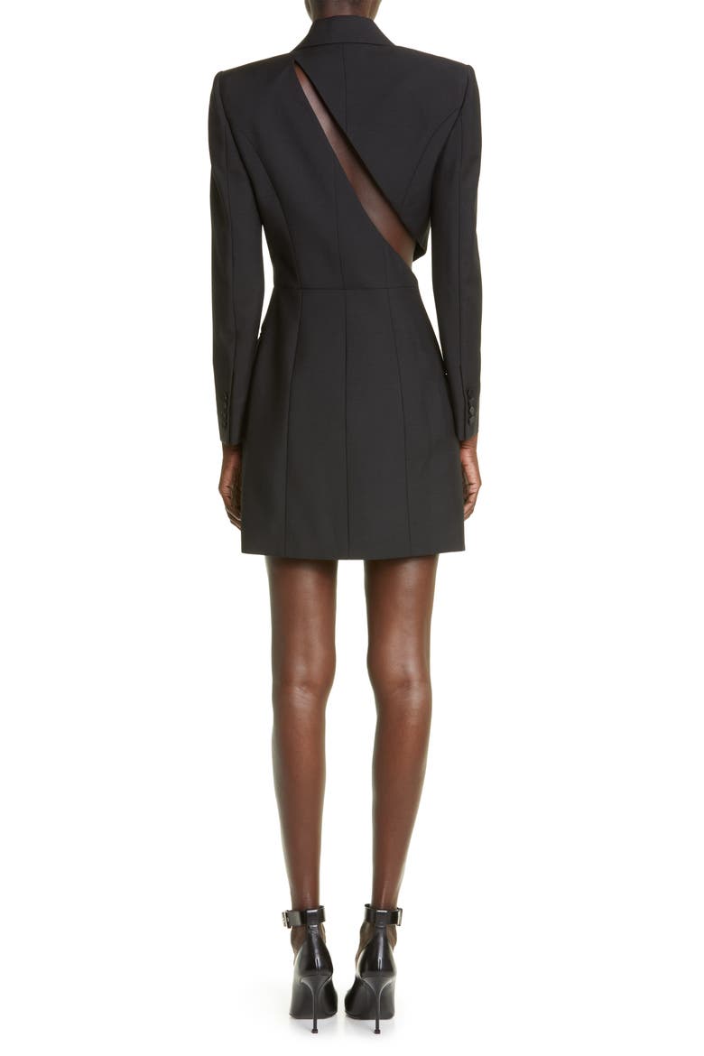 Slash Detail Wool Blend Tuxedo Minidress, Alternate, color, BLACK