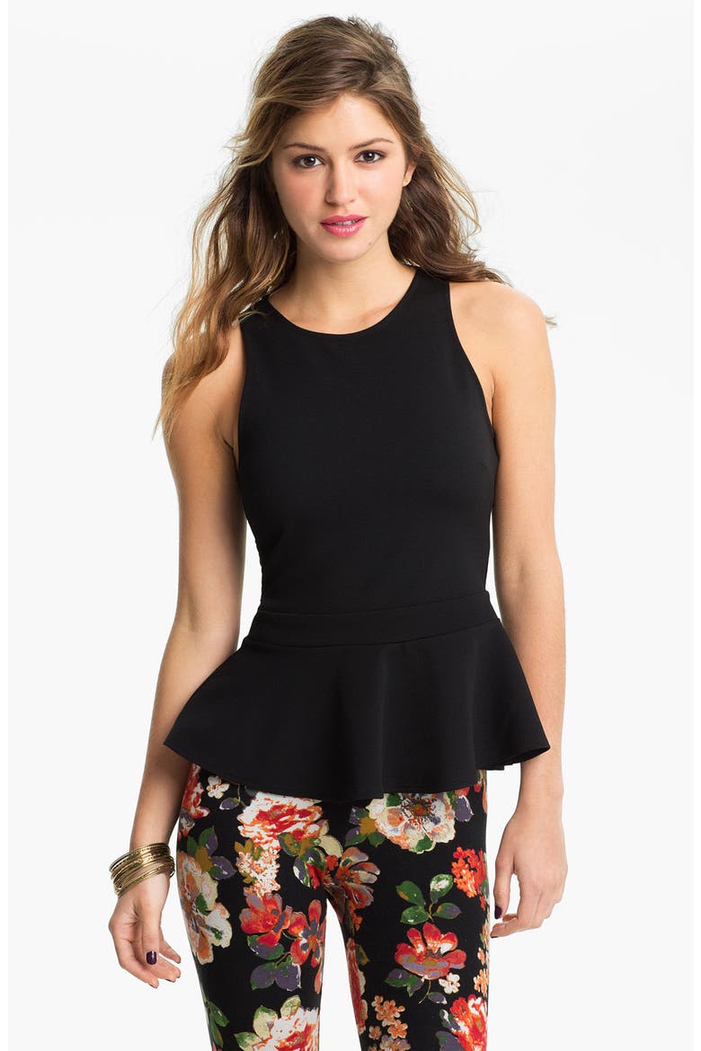 Peplum Tank, Main, color, SOLID BLACK