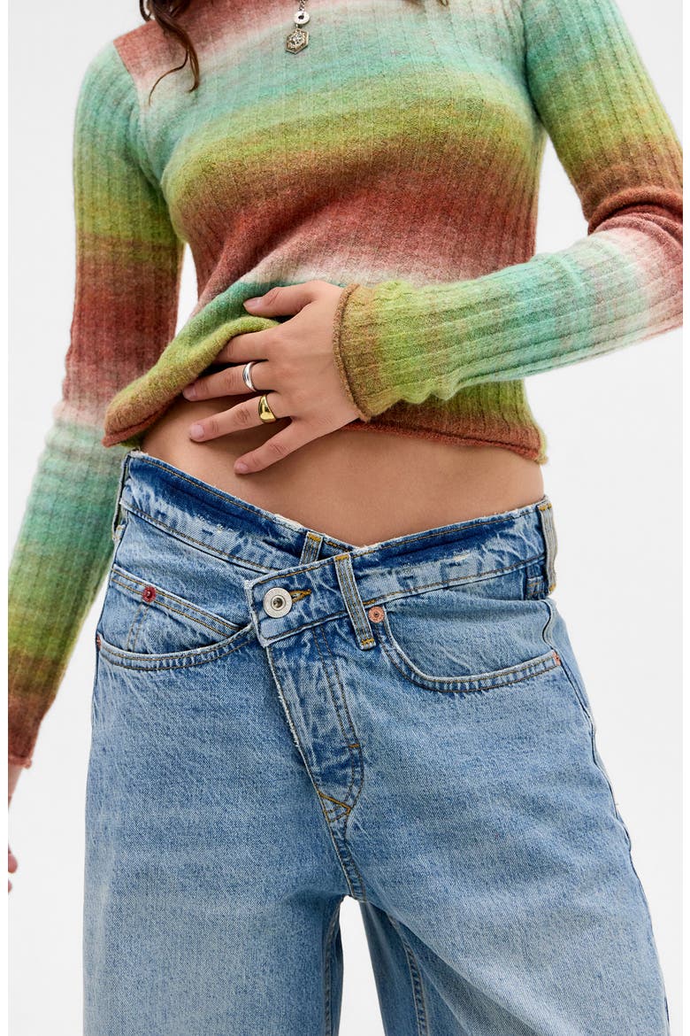 Jaya Crossover Waist Baggy Wide Leg Jeans, Alternate, color, LIGHT VINTAGE