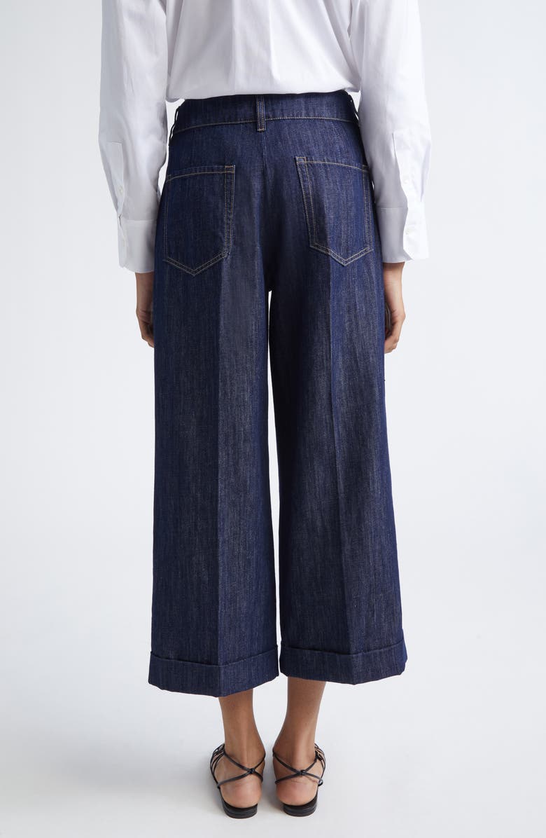 Max Mara Efedra Crop Cotton Blend Wide Leg Denim Pants, Alternate, color, Midnight Blue