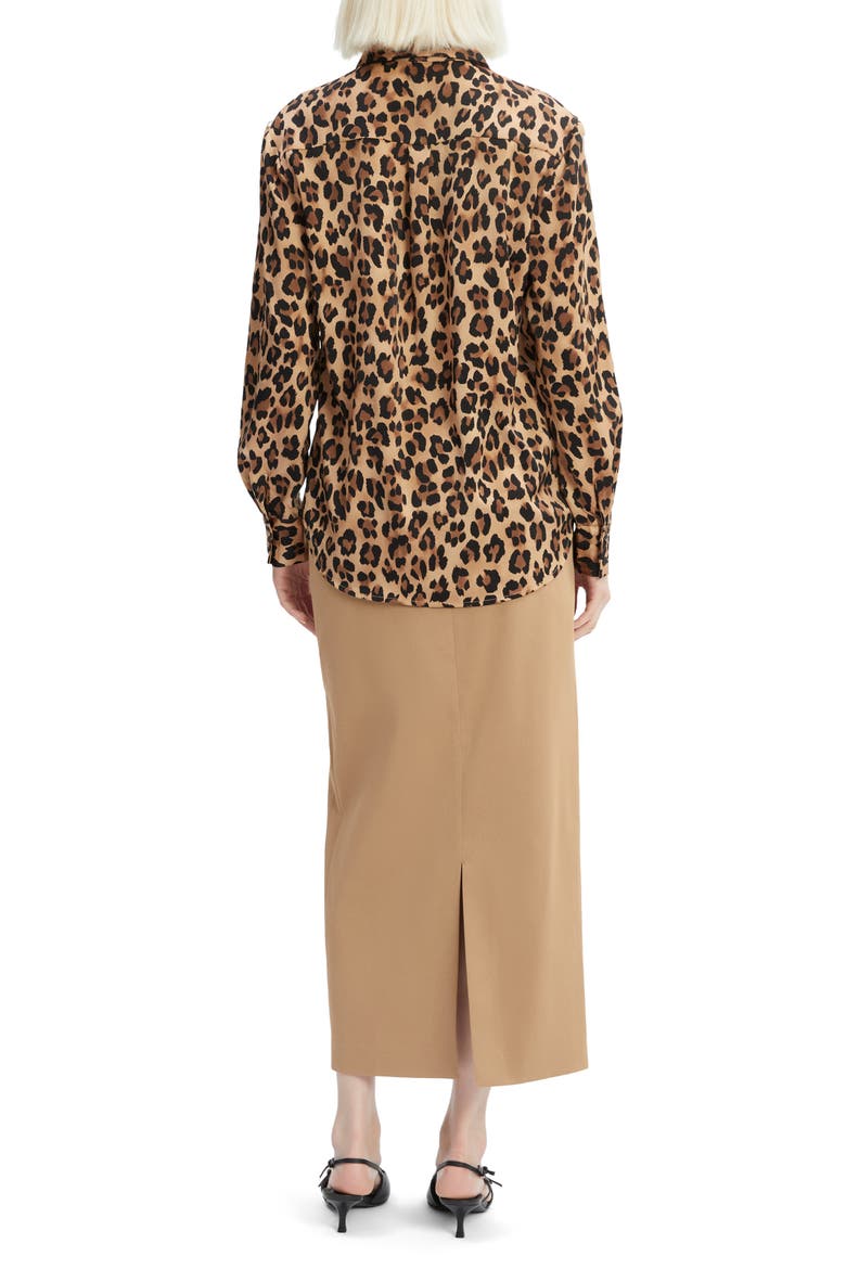 Classic Leopard Satin Button-Up Shirt, Alternate, color, LEOPARD