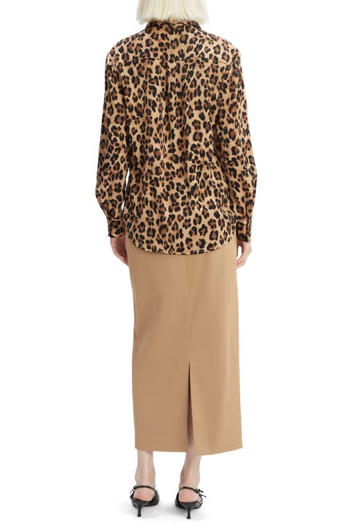 Bardot Classic Leopard Satin Button-up Shirt In Leopard