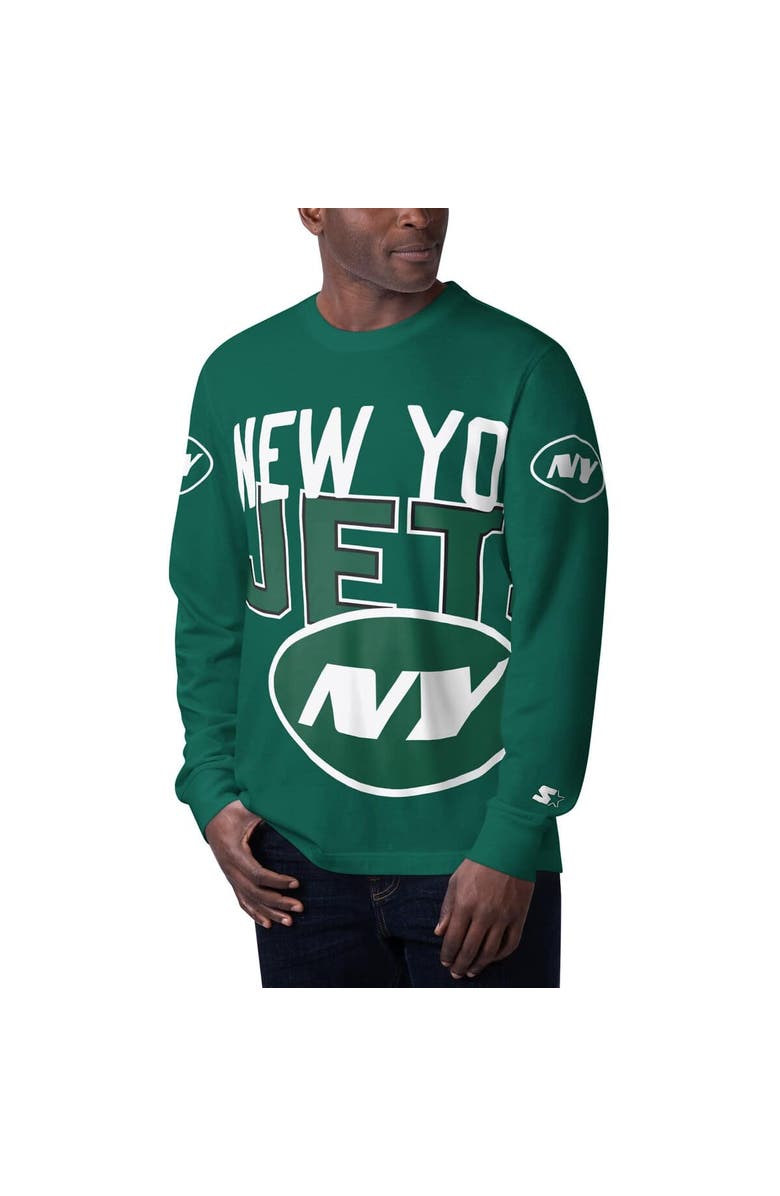 STARTER Men's Starter Green New York Jets Clutch Hit Long Sleeve T-Shirt, Main, color, Green