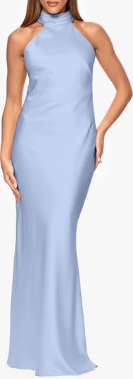 Halter Neck Satin Sheath Gown