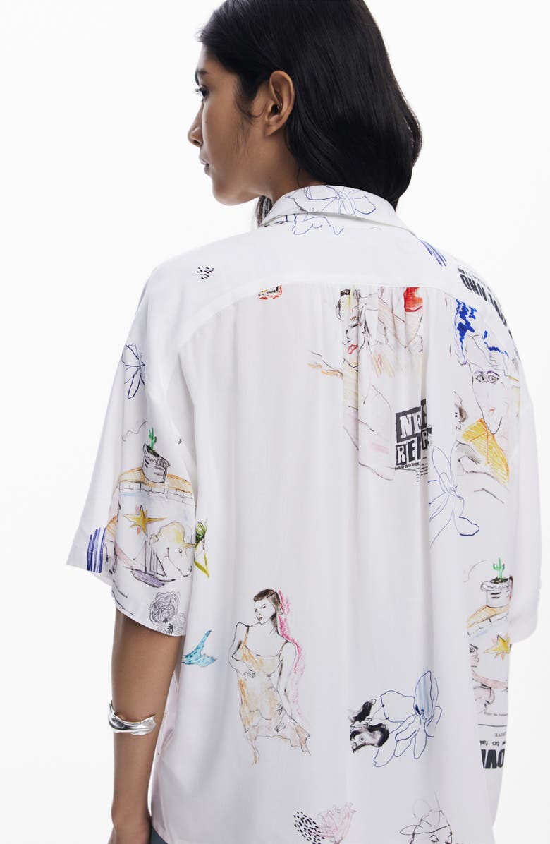 Desigual Relaxed Fit Button-Up Shirt, Alternate, color, White