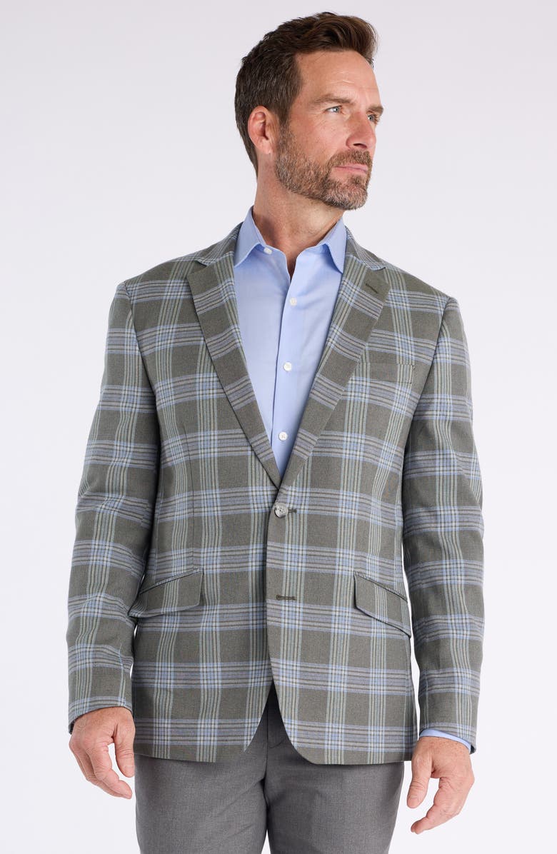 SAVILE ROW CO Olive & Blue Plaid Sport Coat, Alternate, color, Olive