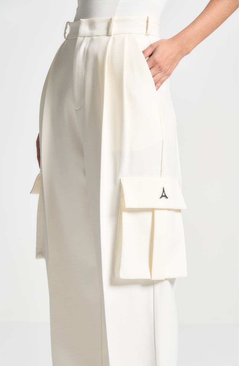 Manière De Voir Danielle Tailored Pleated Cargo Trousers, Alternate, color, Off White