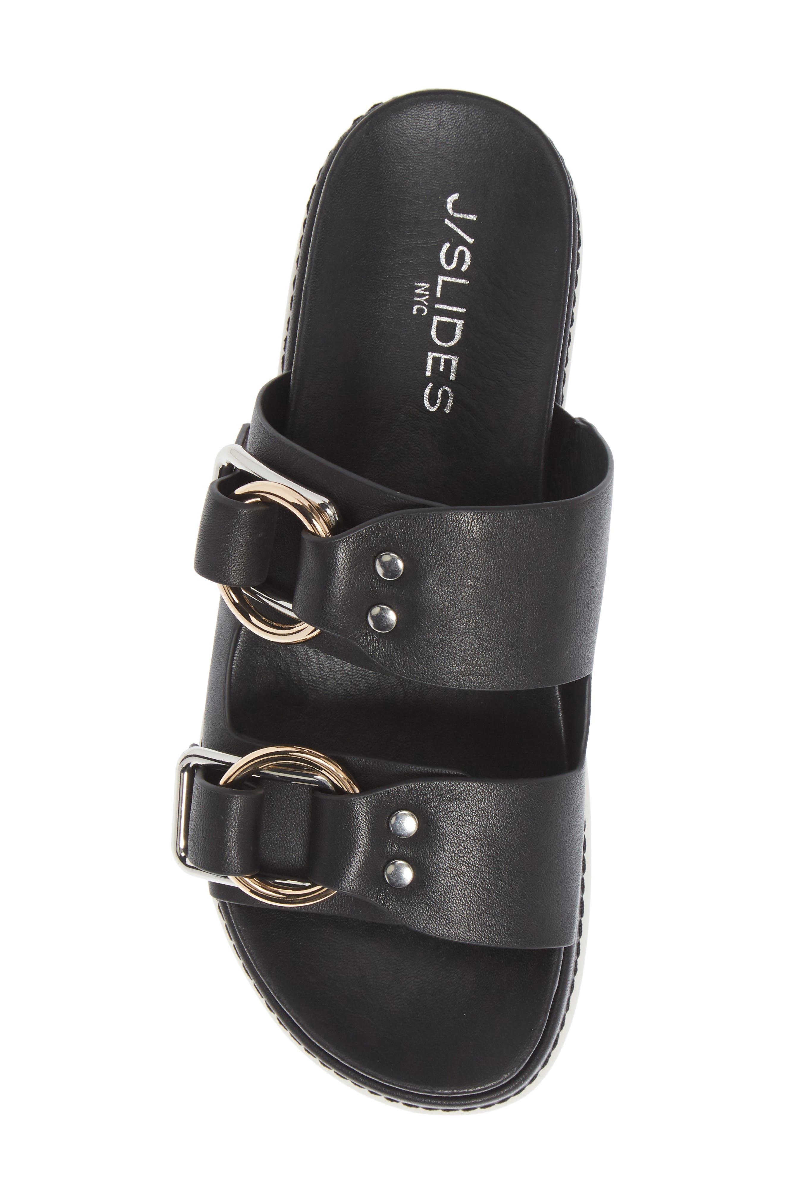 Baha Slide Sandal, Alternate, color, BLACK LEATHER