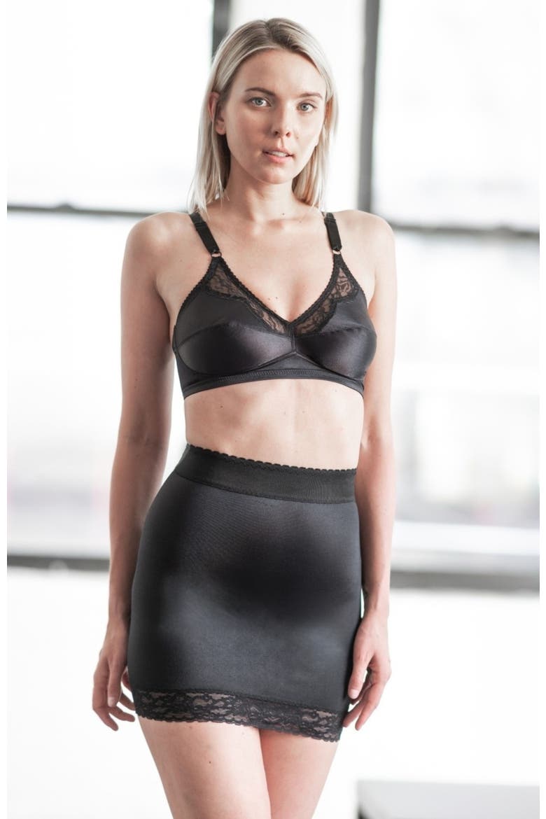 Light Shaping Half Slip With Full Inner Shaping Panty, Alternate, color, Black