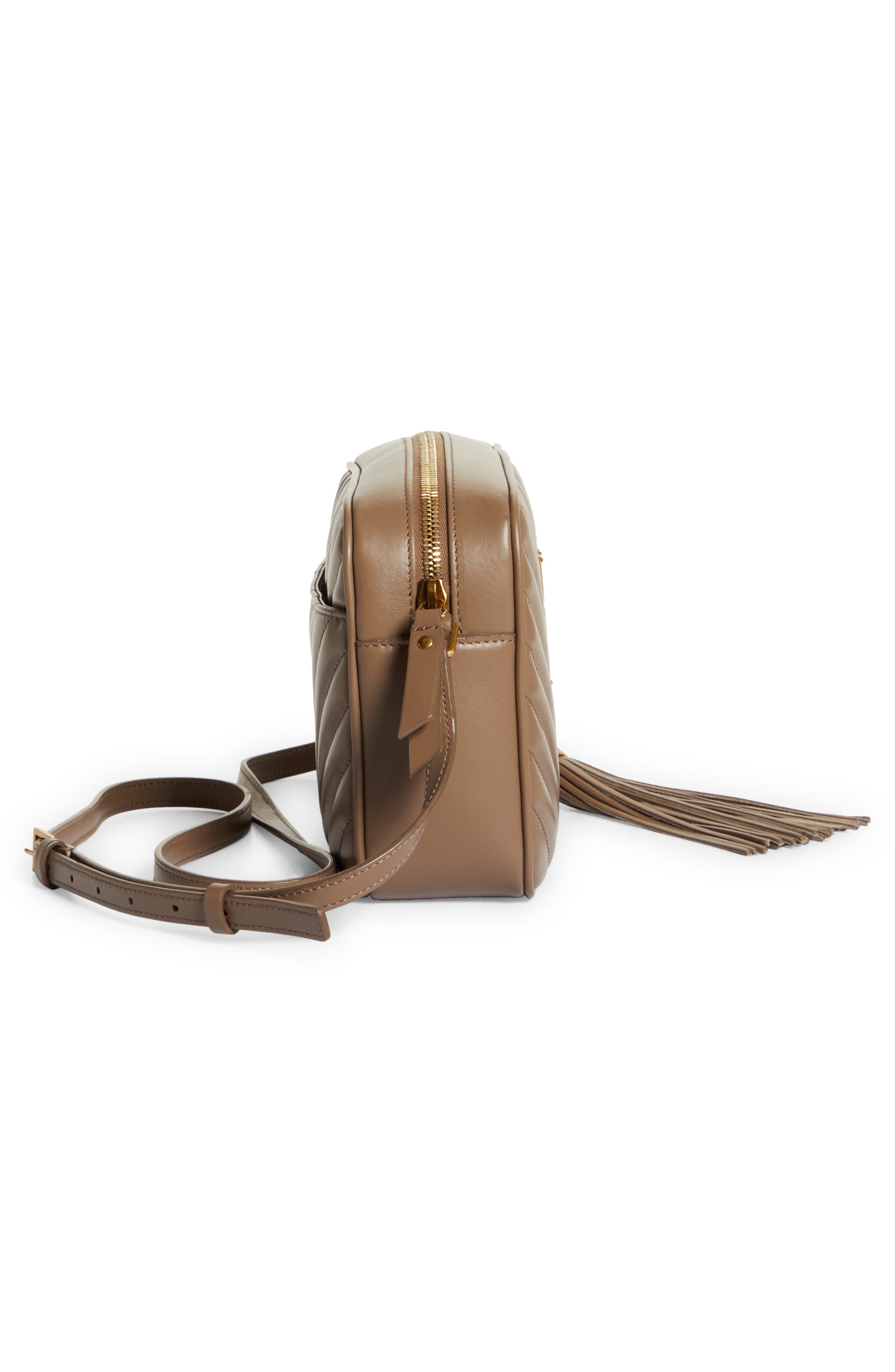 Lou Leather Camera Bag, Alternate, color, TAUPE/GOLD