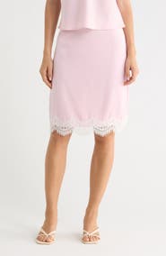 WAYF Lace Inset Midi Skirt