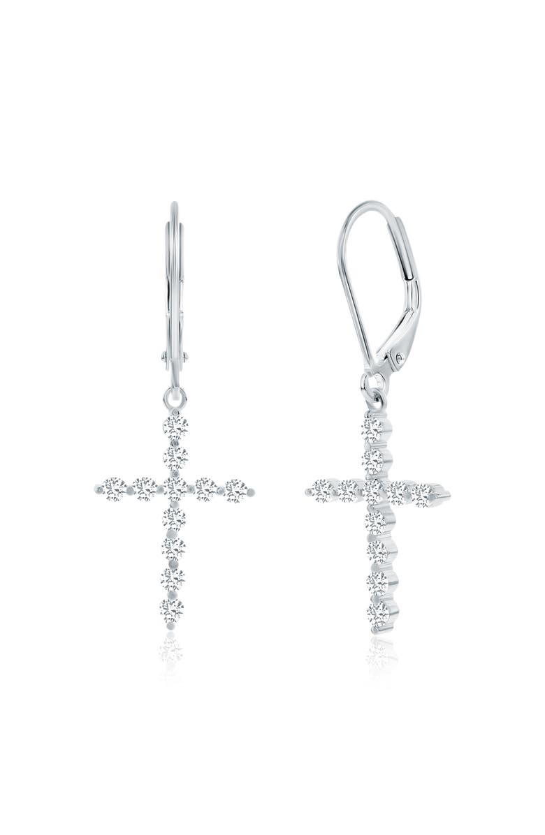 Donatello Gian Sterling Silver Crystal Cross Earrings, Main, color, Silver