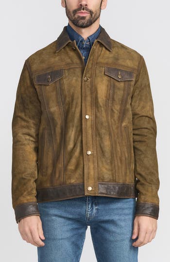 Flynt Distressed Leather Jacket In Toffee