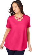 Jessica London Stretch Cotton Crisscross Strap Tee