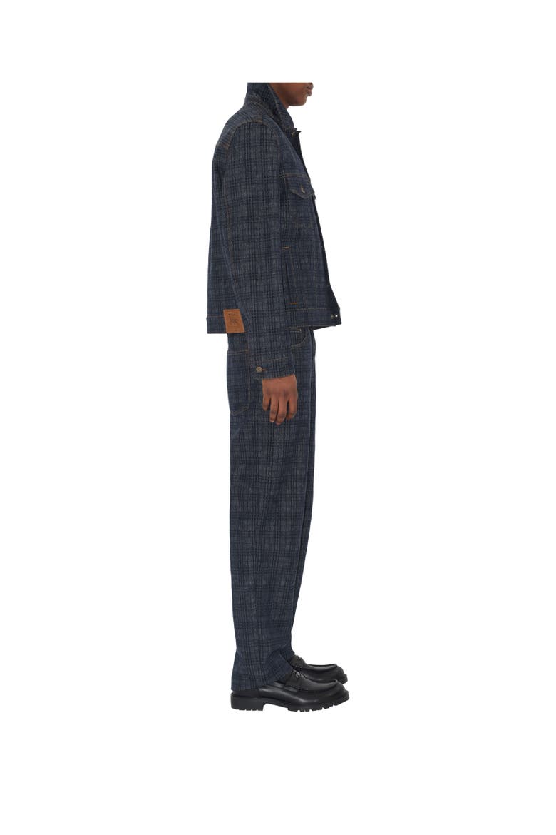 Loose Check Denim Jeans, Alternate, color, Indigo blue