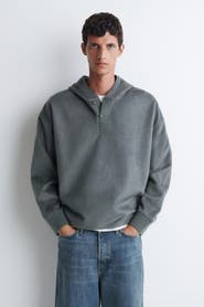COS Brushed Jersey Henley Hoodie