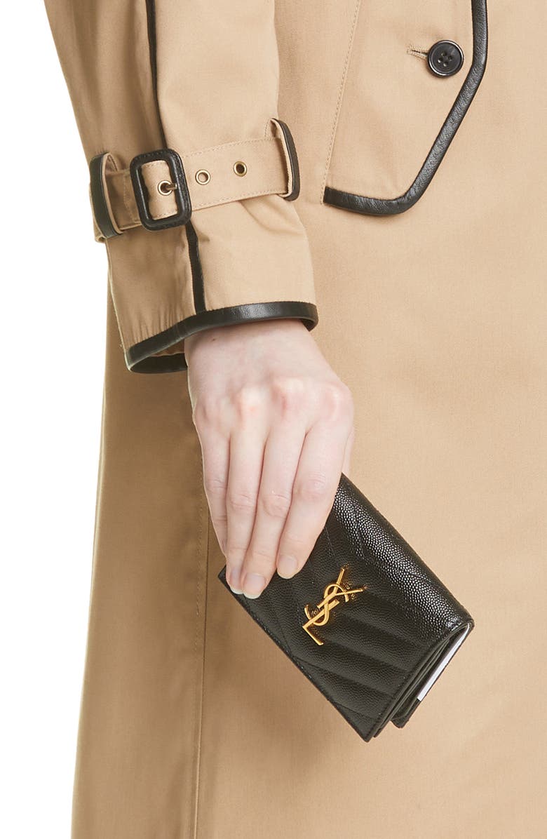 Saint Laurent Monogram Matelassé Leather Wallet, Alternate, color, 