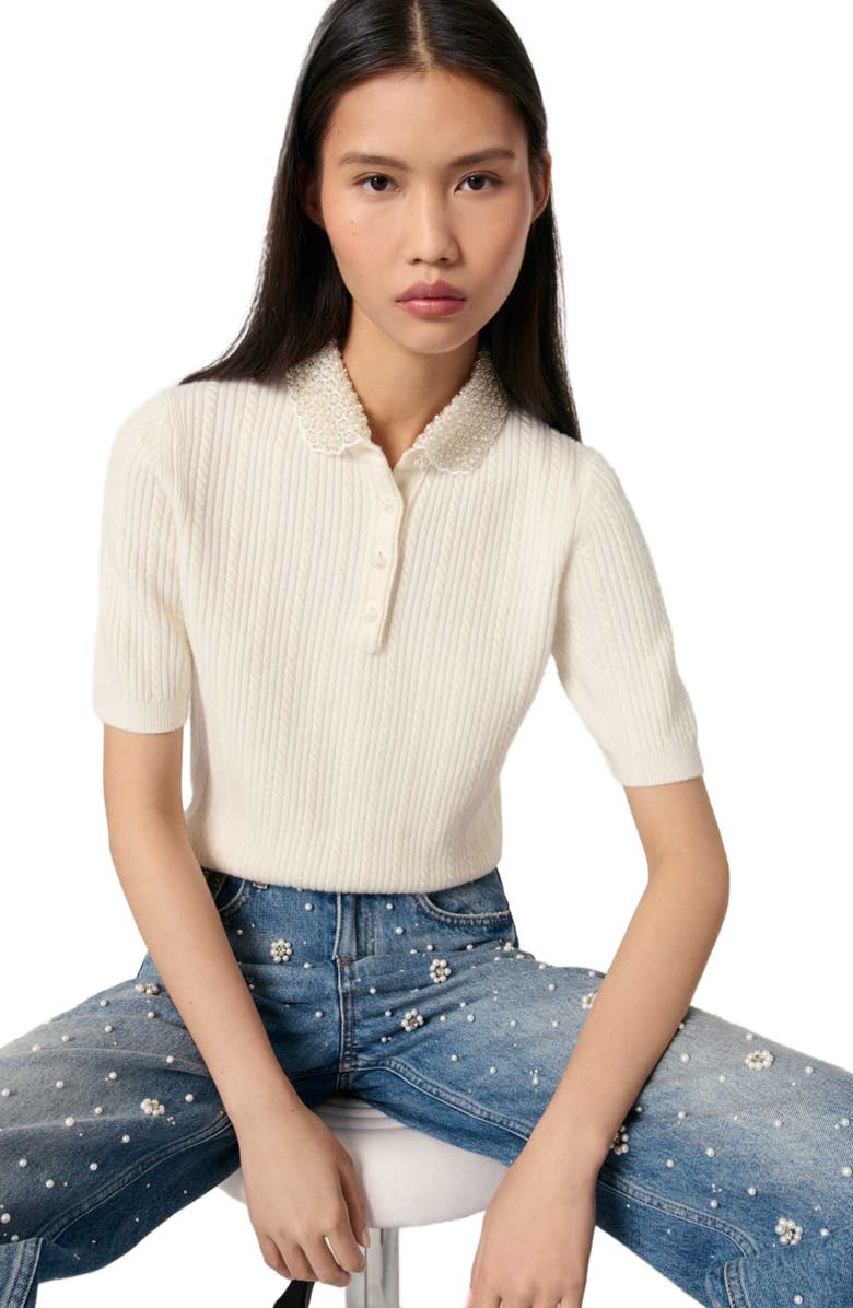 maje Collared polo short sleeve shirt, Alternate, color, 