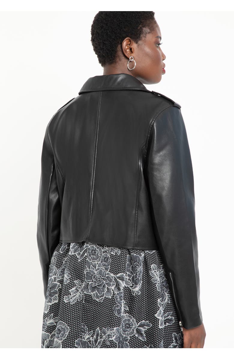 ELOQUII Faux Leather Moto Jacket, Alternate, color, Black