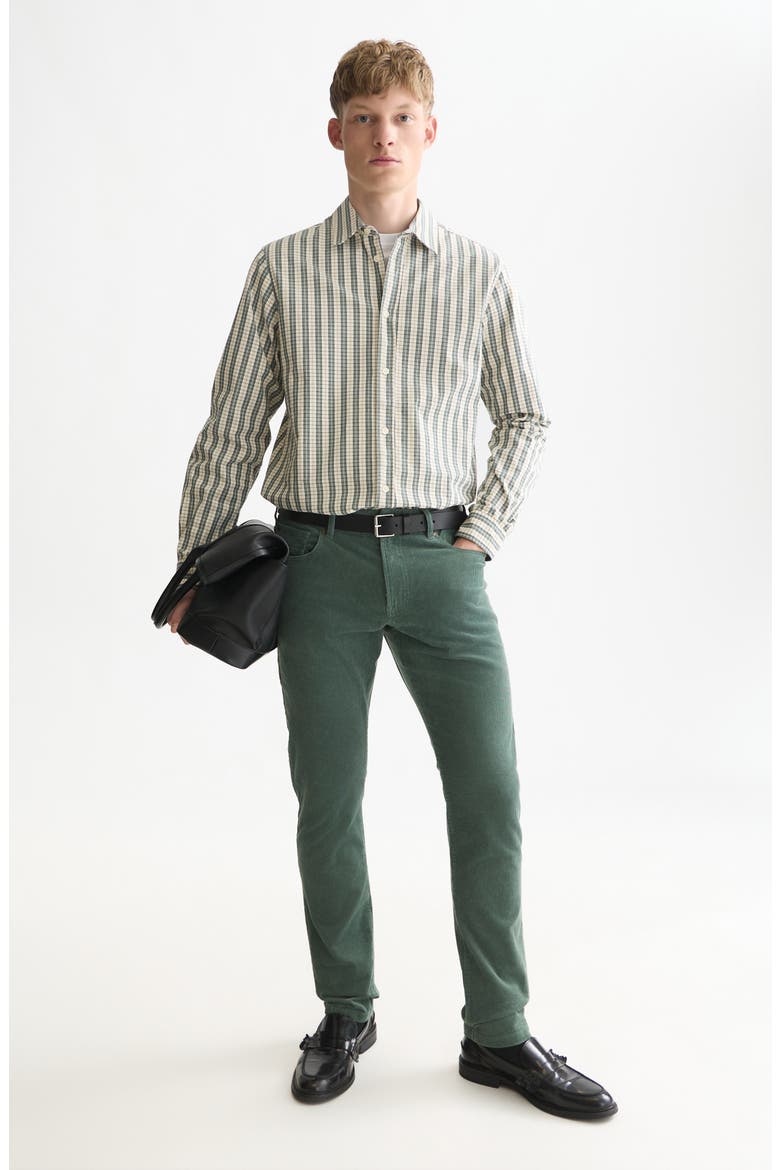 Regular Fit Check Stripe Button-Up Shirt, Alternate, color, DARK FOREST STRIPE