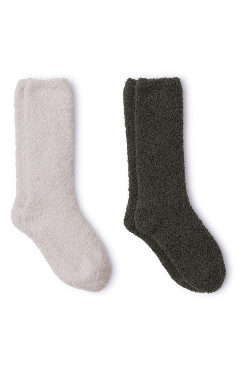Barefoot Dreams<sup>®</sup> 2-Pack CozyChic<sup>™</sup> Socks, Main, color, Khaki Green Multi