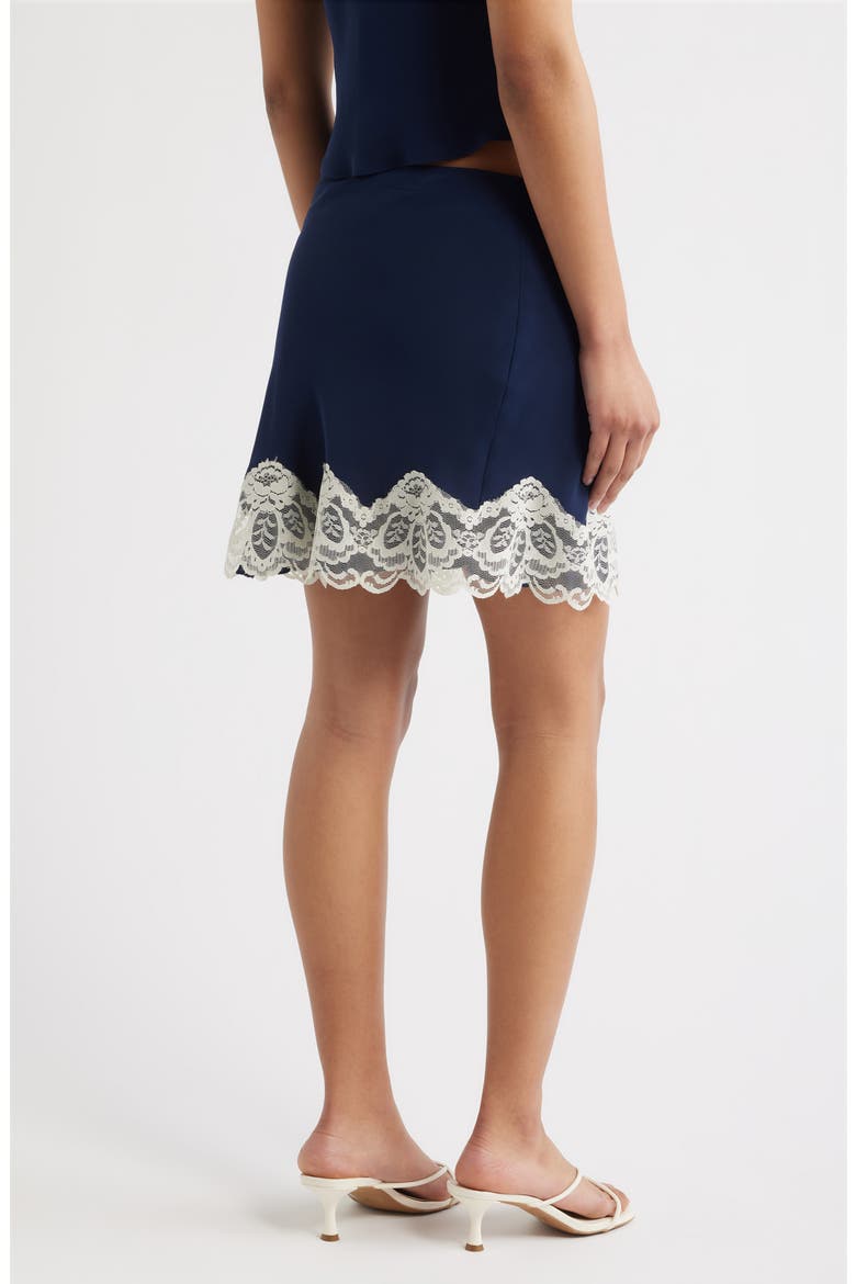 Sienna Lace Trim Slip Miniskirt, Alternate, color, NAVY