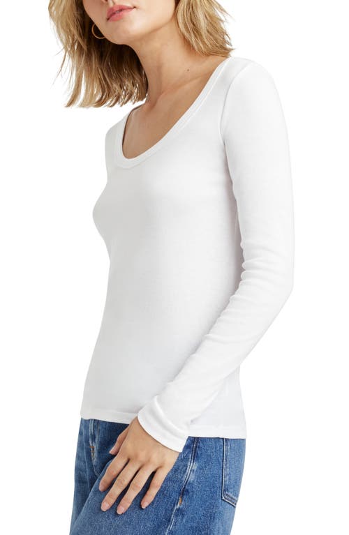 Splendid Faye Scoop Neck Long Sleeve T-shirt In White