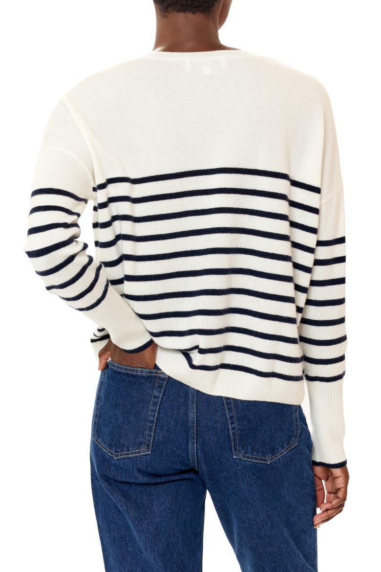 Lean Lines Stripe Oversize Cashmere Sweater, Alternate, color, CREAM/ NAVY