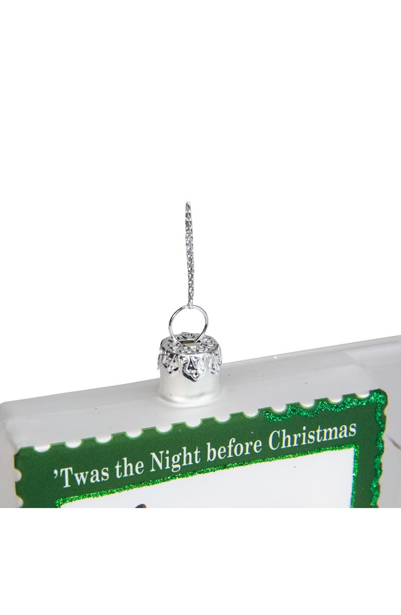 Northlight USPS Santa Stamp "Twas The Night Before Christmas" Glass Christmas Ornament - 3.5" - Green, Alternate, color, Green