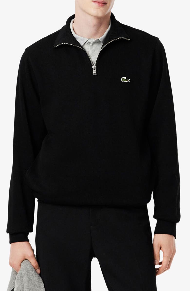 Lacoste Classic Fit Core Quarter Zip Pullover, Main, color, Black