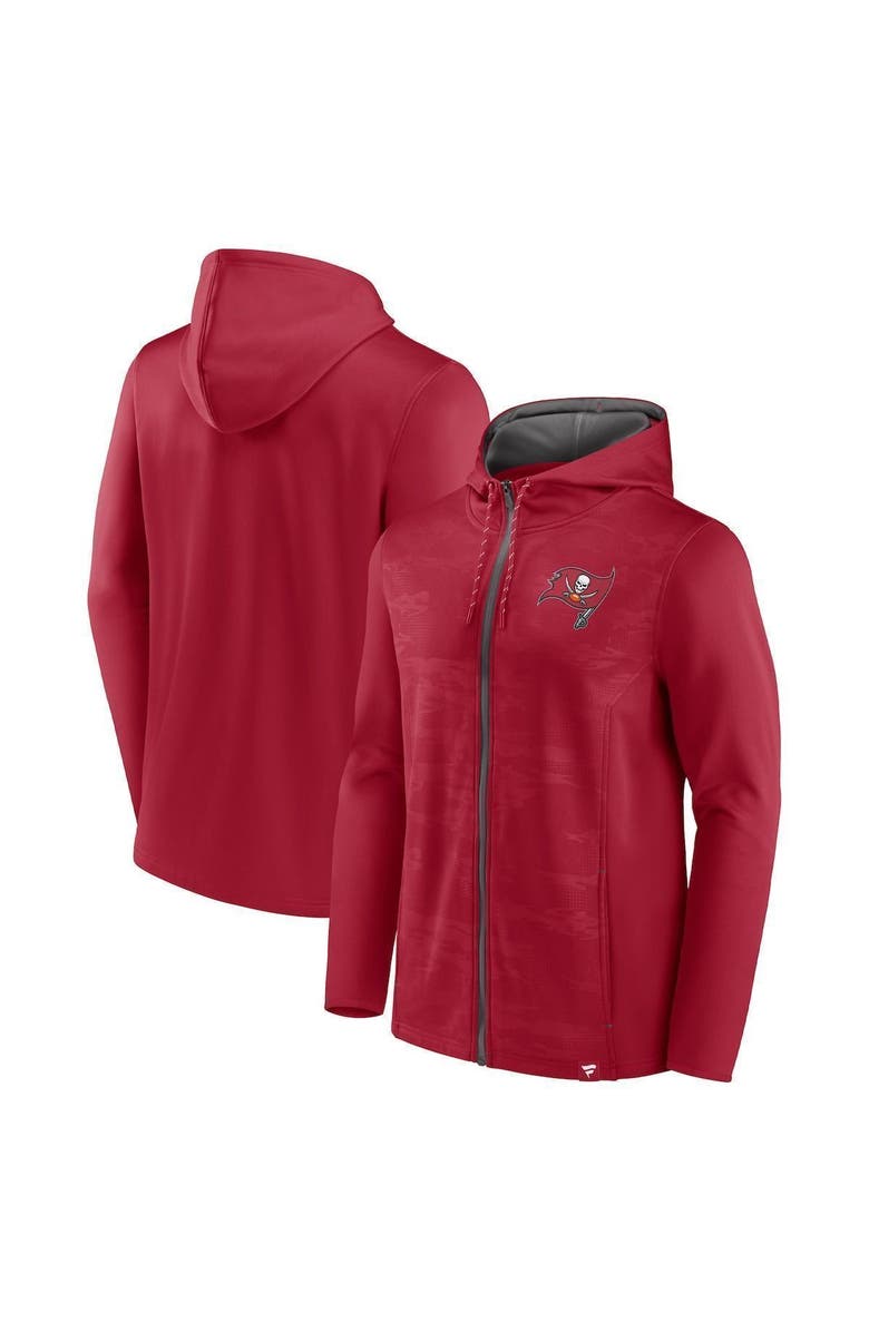 FANATICS Men's Fanatics Red/Pewter Tampa Bay Buccaneers Ball Carrier Full-Zip Hoodie, Alternate, color, 