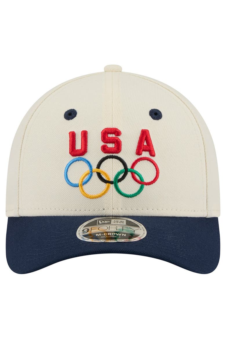 Men's New Era Cream/Navy Team USA 9FORTY M-Crown Adjustable Hat, Alternate, color, Cream