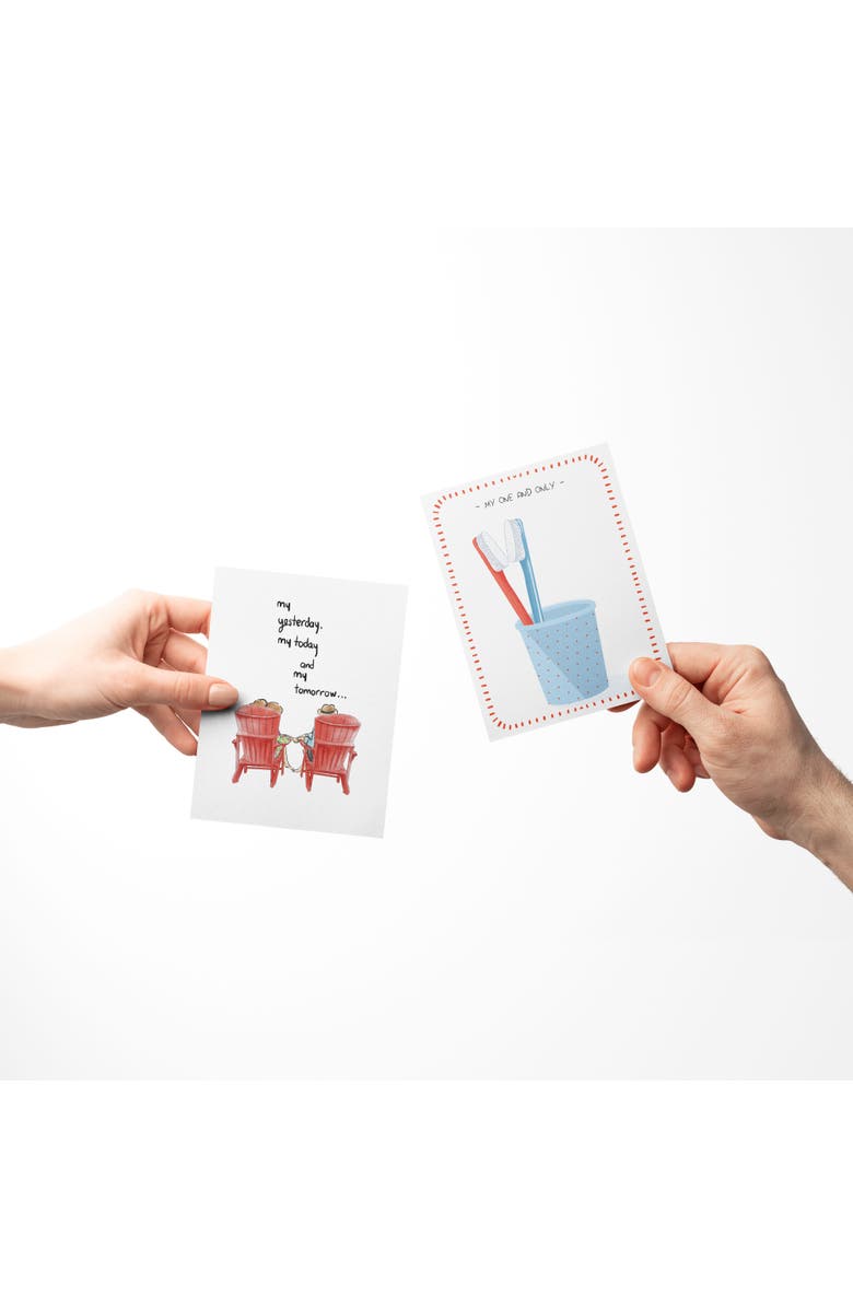 Ramus & Co Love/Valentine's Assorted Greeting Card Pack (3ct) "Adirondack Chairs Couple, Toothbrush, Happily ever after", Alternate, color, Multi-Pack