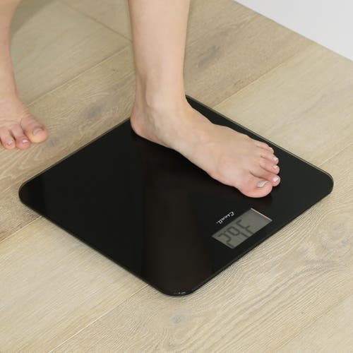 Escali Slim Glass Bathroom Scale In Black